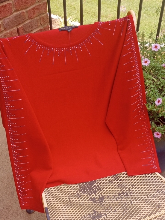Adrienne Vittadini Sweaters - Adrienne Vittadini Red Embellished Women's Sweater